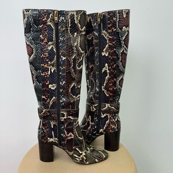 Coach Women’s Evenly Snakeskin Multicolored Oxblood Neutral Stripe Below the Kne - Picture 12 of 15